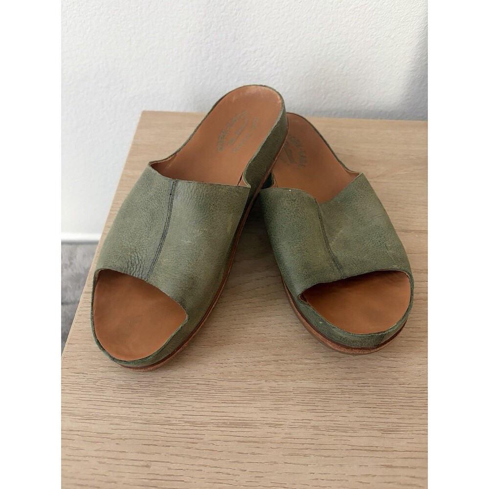 Kork Ease Tutsi Sandals Olive Green Leather Women’s Size 10 Slip Ons Slides Cork - Picture 2 of 6